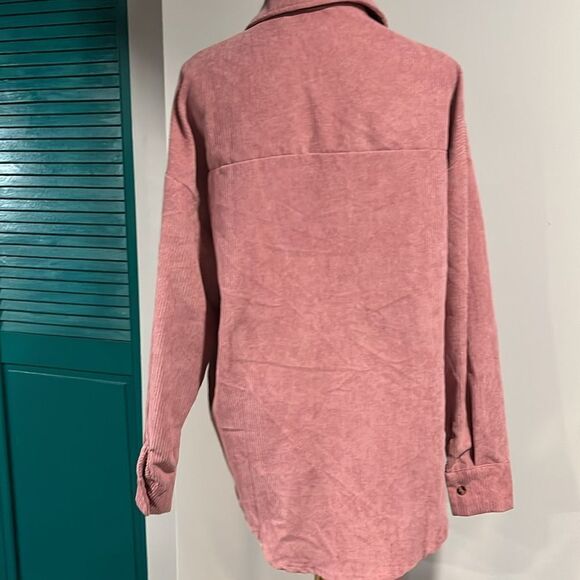 Mauve corduroy oversized tortoise button up top - small - Picture 5 of 8